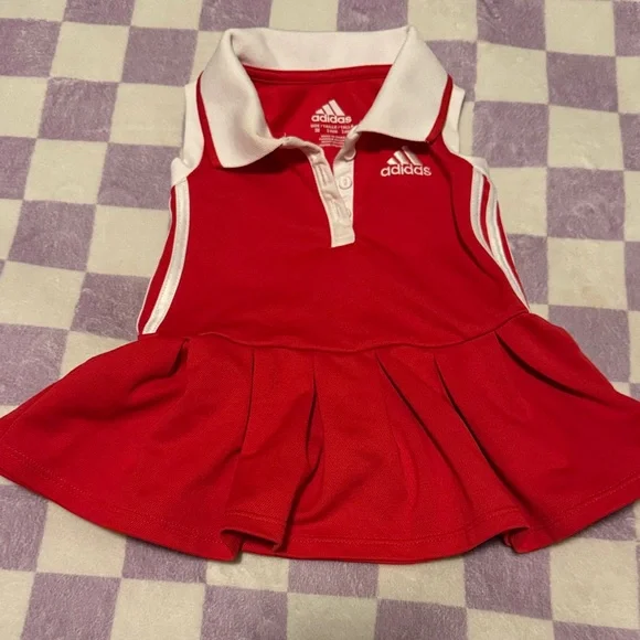 Adidas Kids Red and White Polo Dress - Picture 1 of 2